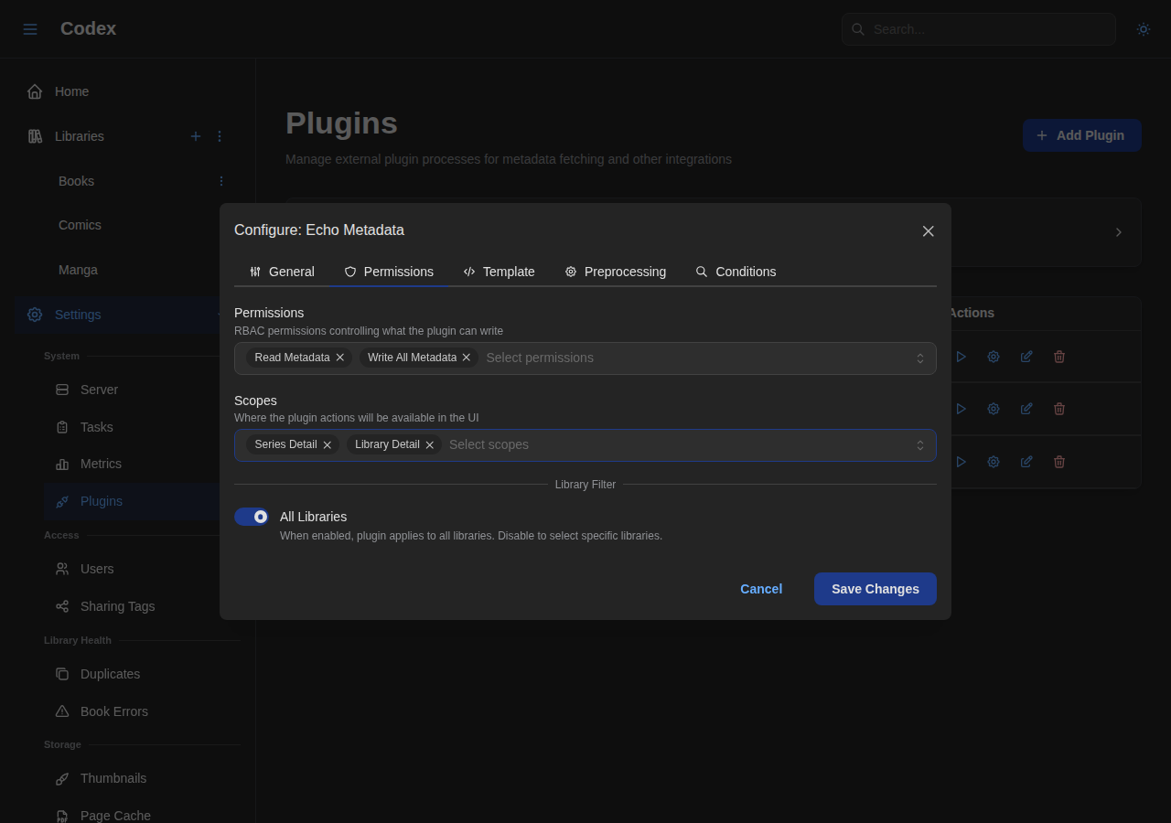 Config Modal - Permissions Filled