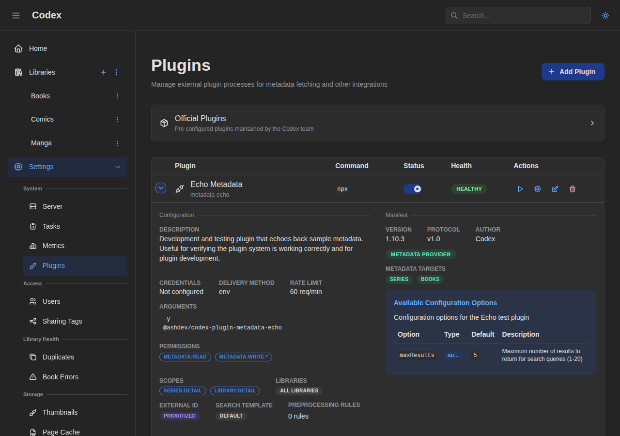 Plugin Settings - Expanded Details
